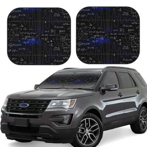 Daiia Mathematica Science 2PCS Car Windshield Sun Shade, Foldable Sun Shield for Car Front Window, Auto Sun Blocker Visor Protector Universal for Truck SUV Pickup-Small