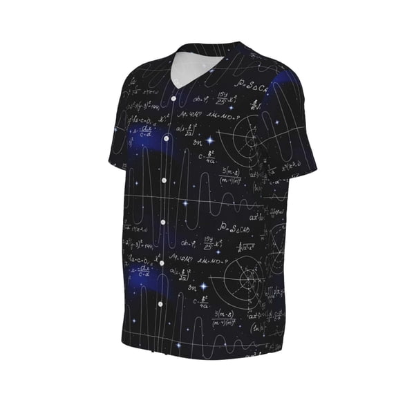 Daiia Mathematica Science Mens Baseball Jersey Button Down Shirts Short Sleeve Sports Uniforms-XX-Large