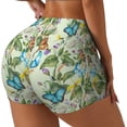 thumbnail image 1 of Daiia Meadow Plants And Butterflies Pattern Women's Workout Shorts Biker Shorts - High Waisted Workout Spandex Tummy Control Gym Running Yoga Shorts-X-Large, 1 of 8