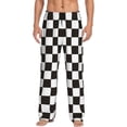 thumbnail image 1 of Daiia Men'S Black And White Checkerboard Pants,Bottoms Sleep Lounge,Pajama Pants,Pj Bottoms Drawstring And Pockets-X-Large, 1 of 9