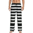 thumbnail image 1 of Daiia Men'S Black And White Stripes Pants,Bottoms Sleep Lounge,Pajama Pants,Pj Bottoms Drawstring And Pockets-Small, 1 of 9