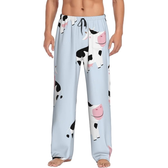 Daiia Men'S Cute Farm Cow Pants,Bottoms Sleep Lounge,Pajama Pants,Pj Bottoms Drawstring And Pockets-Large