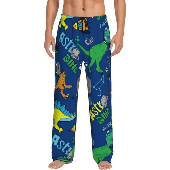 Daiia Men'S Dinosaur In Space Pants,Bottoms Sleep Lounge,Pajama Pants,Pj Bottoms Drawstring And Pockets-Xx-Large
