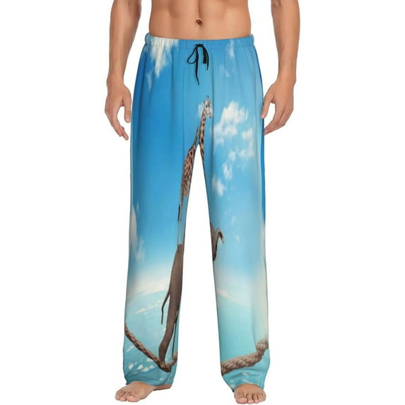Daiia Men'S Elephant Giraffe Pants,Bottoms Sleep Lounge,Pajama Pants,Pj Bottoms Drawstring And Pockets-X-Large