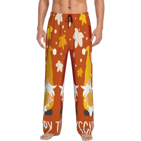 Daiia Men'S Happy Thanksgiving Three Gnomes Pants,Bottoms Sleep Lounge,Pajama Pants,Pj Bottoms Drawstring And Pockets-X-Large