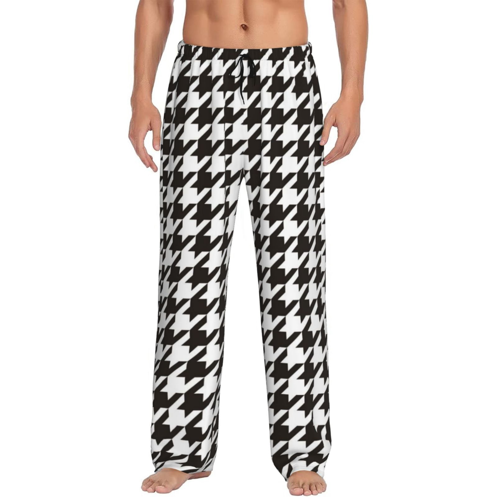 Daiia Men'S Houndstooth Black And White Pants,Bottoms Sleep Lounge — free download