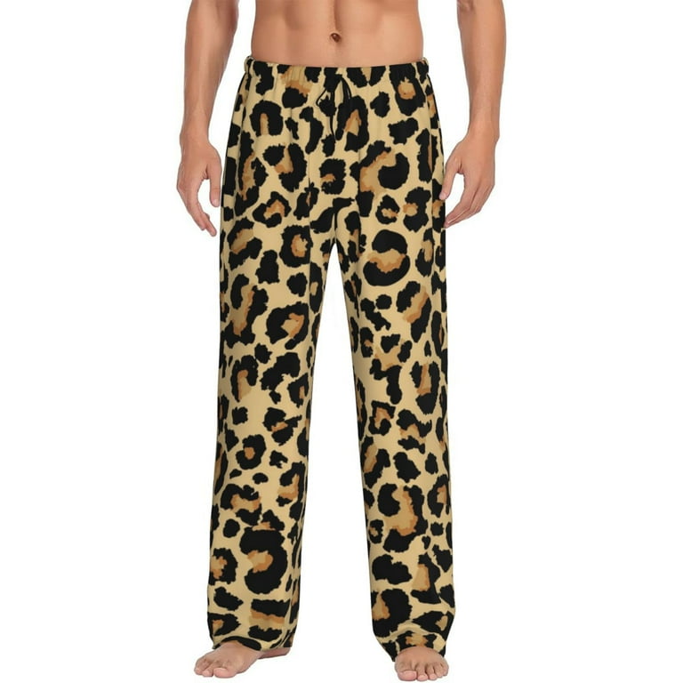 Daiia Men S Leopard Print Pants Bottoms Sleep Lounge Pajama Pants Pj Bottoms Drawstring And Pockets Medium