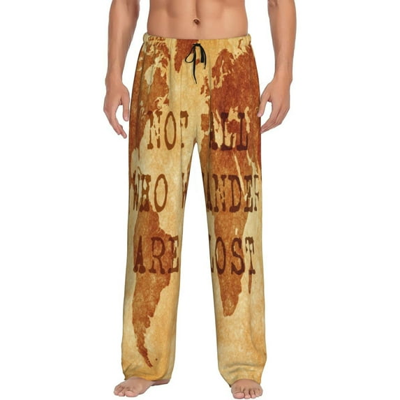 Daiia Men'S Not All Those Who Wander Are Lost2 Pants,Bottoms Sleep Lounge,Pajama Pants,Pj Bottoms Drawstring And Pockets-Large