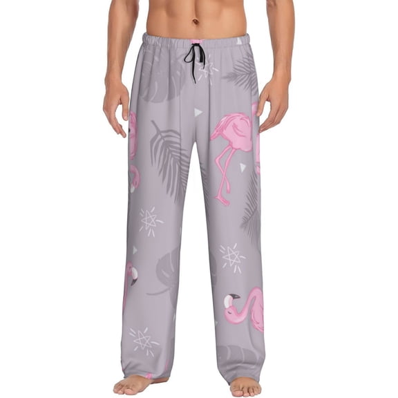 Daiia Men'S Pink Flamingo Pants,Bottoms Sleep Lounge,Pajama Pants,Pj Bottoms Drawstring And Pockets-Medium
