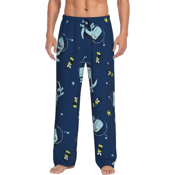 Daiia Men'S Space Dinosaur Pants,Bottoms Sleep Lounge,Pajama Pants,Pj Bottoms Drawstring And Pockets-Small