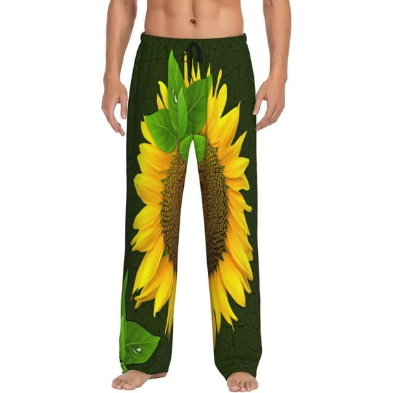 Daiia Men'S Sunflower3 Pants,Bottoms Sleep Lounge,Pajama Pants,Pj Bottoms Drawstring And Pockets-Large