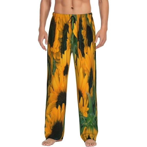 Daiia Men'S Sunflowers 7 Pants,Bottoms Sleep Lounge,Pajama Pants,Pj Bottoms Drawstring And Pockets-X-Large