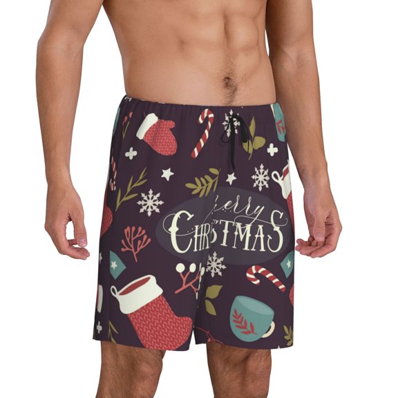 Daiia Merry Christmas Mens Woven Stretch Pajama Short,Short Pajama Pants-3X-Large