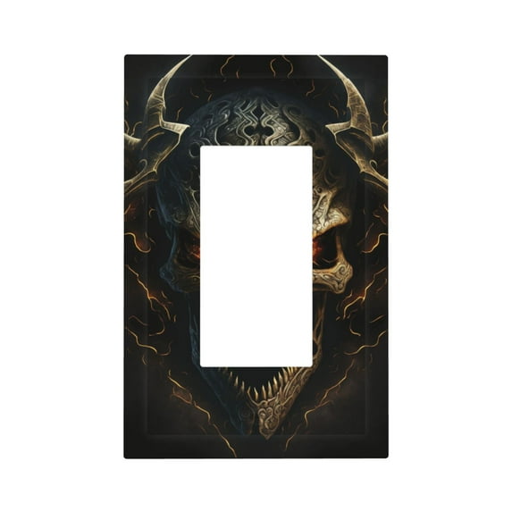 Daiia Metal Evil Skull Pattern Decorator Wall Plate Child Safe Outlet Cover, Switch and Outlet Covers,Size 1-Gang 5.0" x3.0" , Polycarbonate Thermoplastic-Style U