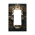 thumbnail image 1 of Daiia Metal Style Horned Skull Pattern Decorator Wall Plate Child Safe Outlet Cover, Switch and Outlet Covers,Size 1-Gang 5.0" x3.0" , Polycarbonate Thermoplastic-Style U, 1 of 6