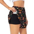 thumbnail image 1 of Daiia Mexican Flower And Birds Pattern Women's 2 in 1 Running Shorts - Lightweight Athletic Workout Gym Yoga Shorts Liner with Phone Pockets-Small, 1 of 7