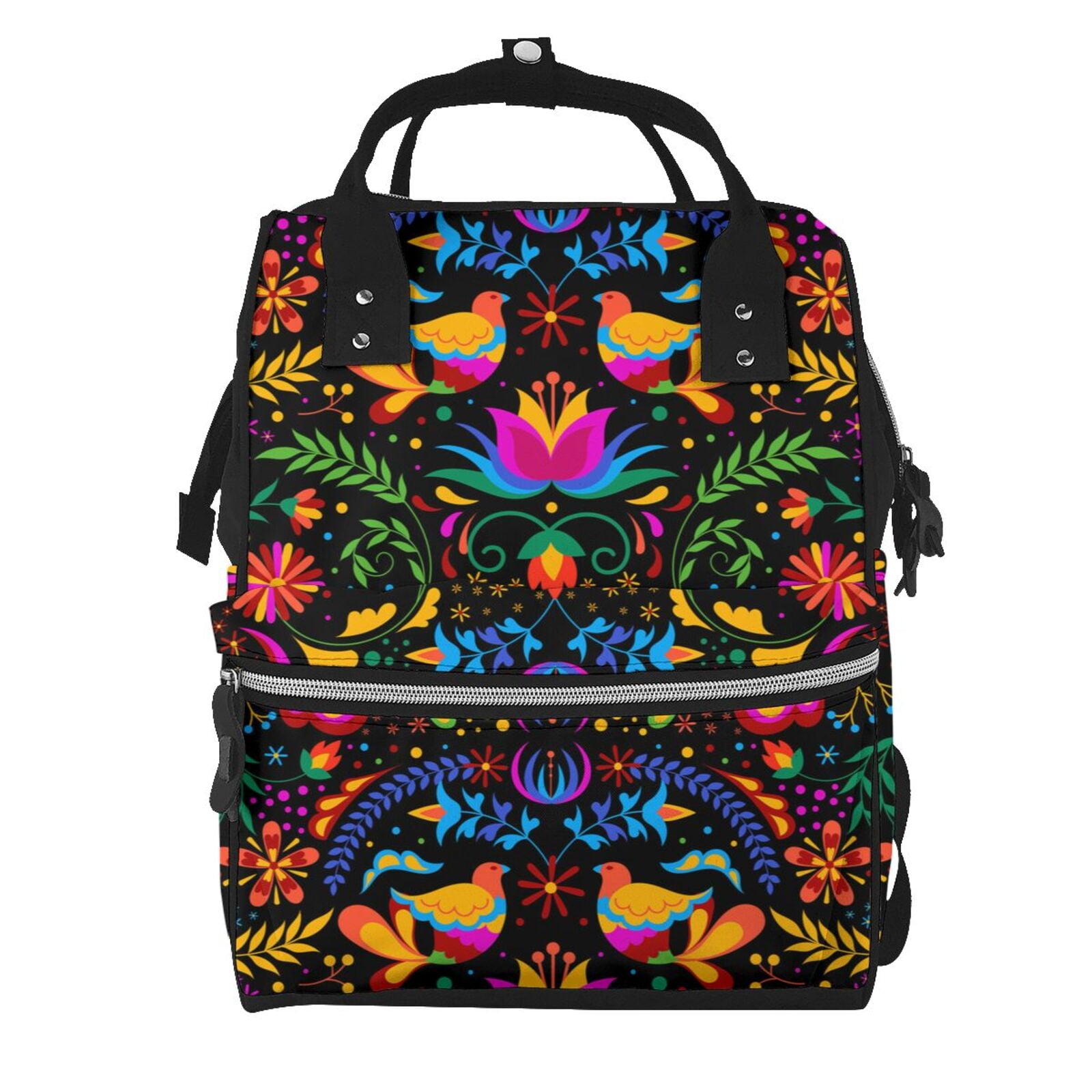 Daiia Mexican Flower Traditional1 Large Capacity Baby Bag Waterproof Stylish Diaper Bag Mummy Backpack Adjustable Straps Diaper BagBaby Essentials Bag