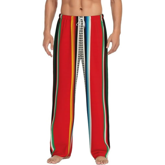 Daiia Mexican Serape Blanket Stripes Men's Sleep Pant with Pockets and Drawstring,Pajama Pants-X-Large