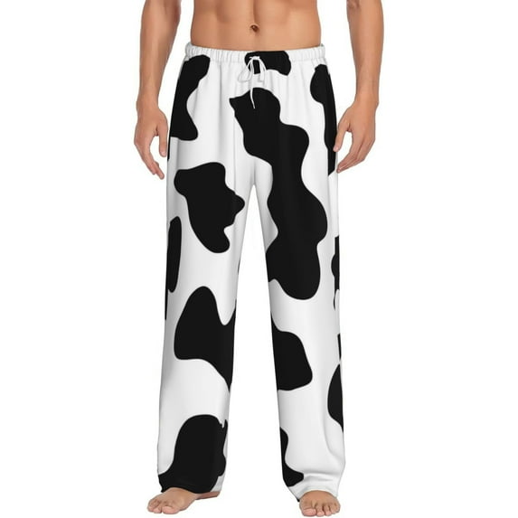 Daiia Milk Cow Men's Sleep Pant with Pockets and Drawstring,Pajama Pants-Medium
