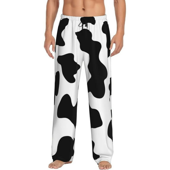 Daiia Milk Cow Men's Sleep Pant with Pockets and Drawstring,Pajama Pants-X-Large