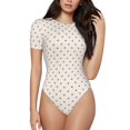 thumbnail image 1 of Daiia Minimalist Crosshatch Dots print Women's Crew Neck Short Sleeve Bodysuit Fashion Tops Fit Casual Basic Extender Bodysuit-Large, 1 of 9