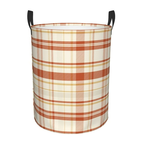Daiia Minimalist plaid Round Laundry Basket with Handles Thickened Waterproof Circular hamper,Dirty Clothes Storage Basket for Bedroom,Bathroom,College Dorm-