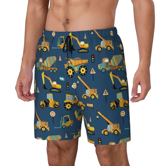 Daiia Modern Excavator Mens Swim Trunks Swim Shorts Quick Dry Swim Shorts with Mesh Lining Pockets-Large