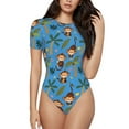 thumbnail image 1 of Daiia Monkeys Swinging From Palms Women'S Crew Neck Short Sleeve Slim Fit T Shirts Tops Basic Bodysuit Leotard Clothing-Small, 1 of 9