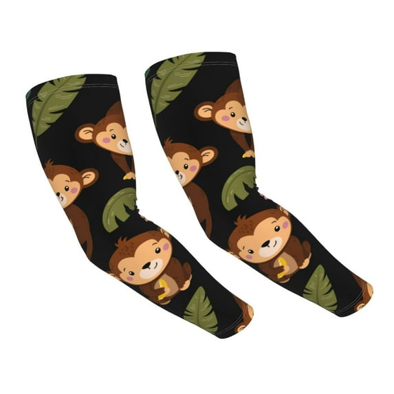 Daiia Monkeys Swinging from Palms UV Sun Protection Arm Sleeves - Cooling Compression Arm Sleeve - Sports & UV Arm Sleeves for Men & Women