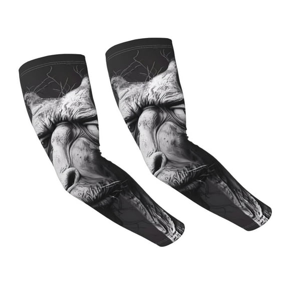 Daiia Monochrome Giraffe Expression UV Sun Protection Arm Sleeves - Cooling Compression Arm Sleeve - Sports & UV Arm Sleeves for Men & Women