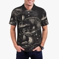 thumbnail image 1 of Daiia Monochrome Mushroom Artwork Pattern Men’s Polo Shirts,Solid Deck Shirt,Classic Fit, Breathable Cotton Polo for Casual and Sport Wear-4X-Large, 1 of 7