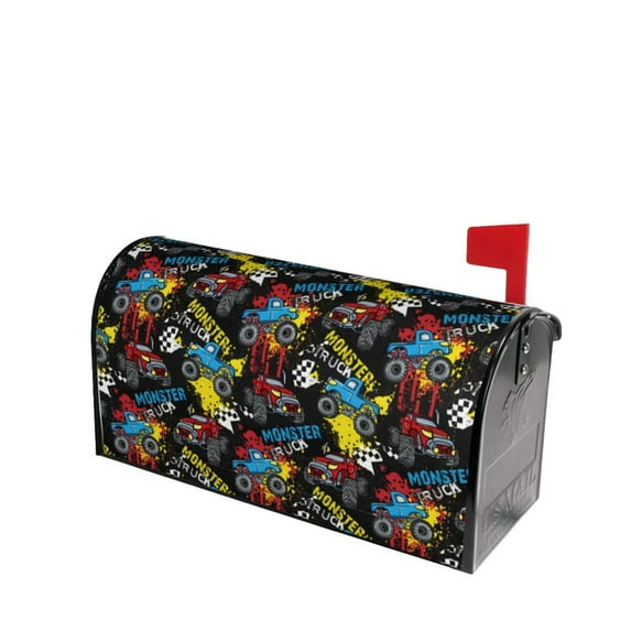 Daiia Monster Car Mailbox Cover , Magnetic Welcome Mailbox Wraps Post Letter Box Cover for Garden Yard Home Decor-21x18 in