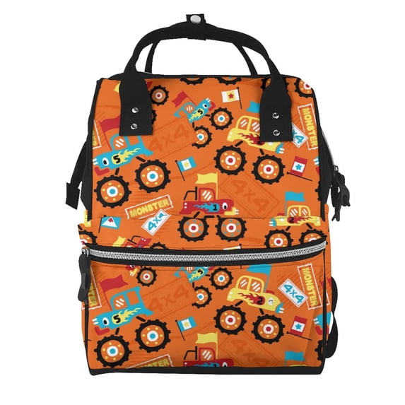 Daiia Monster Truck,Truck Cartoon Large Capacity Baby Bag Waterproof Stylish Diaper Bag Mummy Backpack Adjustable Straps Diaper BagBaby Essentials Bag