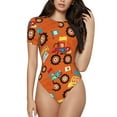 thumbnail image 1 of Daiia Monster Truck,Truck Cartoon print Women's Crew Neck Short Sleeve Bodysuit Fashion Tops Fit Casual Basic Extender Bodysuit-Medium, 1 of 9