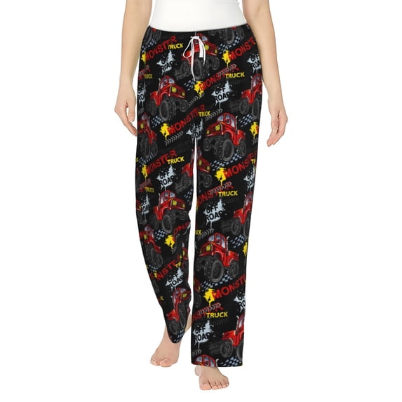 Daiia Monster Truck Women's Sleep Pant with Pockets and Drawstring,Pajama Pants-Large