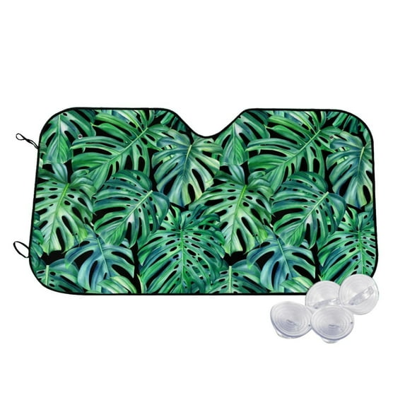 Daiia Monstera Leaves Windshield Sun Shade for Car SUV Truck (Medium ), Car Sun Shade Windshield, Car Shades for Front Windows, Sunshade for Car Windshield