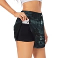 thumbnail image 1 of Daiia Moonlit Night Sky Shark Pattern Women's 2 in 1 Running Shorts - Lightweight Athletic Workout Gym Yoga Shorts Liner with Phone Pockets-X-Large, 1 of 7
