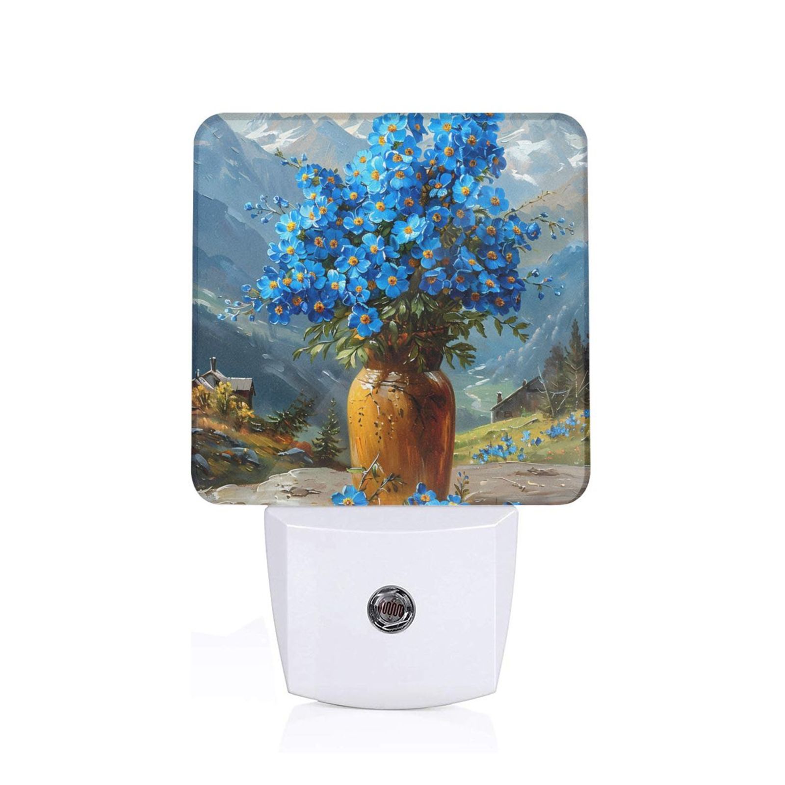 Daiia Mountain Blue Flowers Vase Pattern Plugin LED Backlit Night