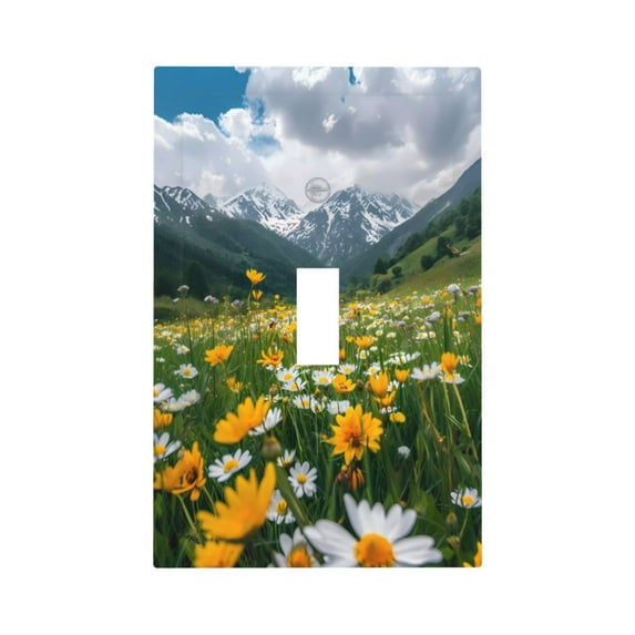 Daiia Mountain Daisy Meadow Pattern Decorator Wall Plate Child Safe Outlet Cover, Switch and Outlet Covers,Size 1-Gang 5.0" x3.0" , Polycarbonate Thermoplastic-Style T