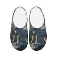 thumbnail image 1 of Daiia Mountain White Dragon Print Women’s Fuzzy Slippers Memory Foam Lightweight House Shoes Cozy Loafer Flannel House Shoes-39/40, 1 of 7