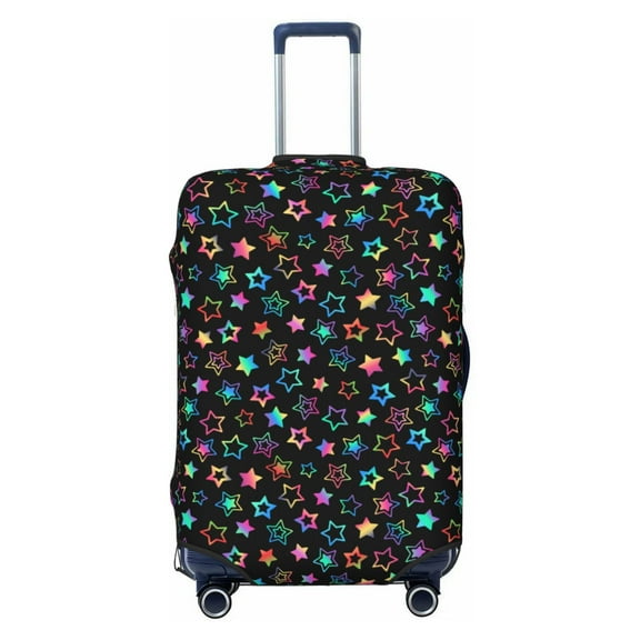 Daiia Multi-Colored Stars Luggage Cover, Thickened Washable Travel Luggage Covers, Elastic Unique Baggage Covers for 18-20 inch Luggage-Small