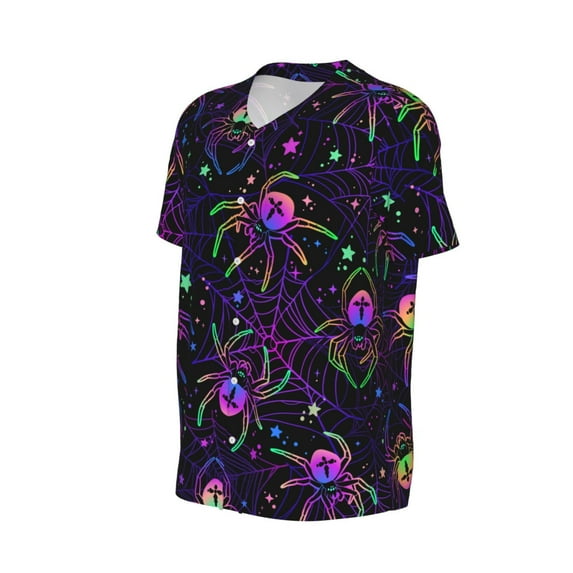 Daiia Multi-colored Spiders Mens Baseball Jersey Button Down Shirts Short Sleeve Sports Uniforms-Medium