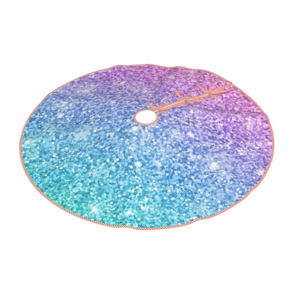 Daiia Multicolor Glitter Drawing Merry Christmas Tree Skirt , Xmas Large Lace-up Tree Skirt, Santa Snowflakes Rustic Home Decorations New Year Party Farmhouse Decor-30"