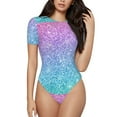thumbnail image 1 of Daiia Multicolor Glitter Women'S Crew Neck Short Sleeve Slim Fit T Shirts Tops Basic Bodysuit Leotard Clothing-Medium, 1 of 9
