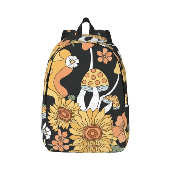 Daiia Mushrooms Honeycomb Vintage Canvas Backpack for Men and Women ,Hiking Backpack,Travel Laptop Bag for School,Large Capacity Backpack