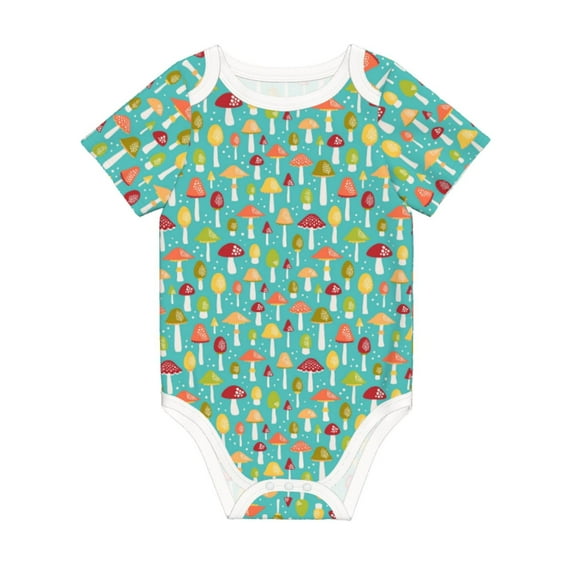 Daiia Mushrooms Printed Unisex-Baby Short Sleeve Onesies Bodysuits Baby Climbing Clothes Soft and Comfortable Romper with Expandable Shoulder Design-9M