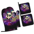 thumbnail image 1 of Daiia Mushrooms and Skull Pattern Oven Mitts and Pot Holders 4 pcs Set,High Heat Resistant 500 Degree Extra Thicken Long Kitchen Cotton Oven Glove, 1 of 6