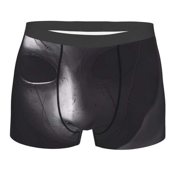 Daiia Mystical Masked Figure Monochrome Men's Underwear Boxer Briefs, Cotton Stretch Moisture-Wicking Underwear-Large