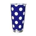 thumbnail image 1 of Daiia Navy And White Polka Dot Printed 20oz Insulated Coffee Cup with Straw Topper, Fully Spill Proof Travel Coffee Mug, Stainless Steel Tumbler for Work Home Outdoor Car-Without Straw, 1 of 8