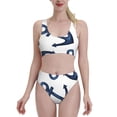 thumbnail image 1 of Daiia Navy Blue Anchor printed 2 piece Swimsuit Bikinis for Women High Waisted Racerback Bathing Suits Summer Tummy Control Scoop Neck Swimwear-XX-Large, 1 of 8
